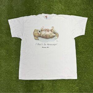 Vintage 90’s Cute Puppy Dog Shirt Unisex Size XXL “I Don’t Do Mornings!” White
